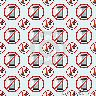 Stop signs seamless pattern prohibitive stop danger warning background vector illustration Vector Illustration