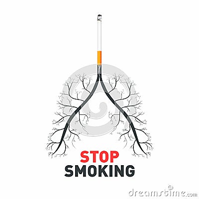 Stop smoking. Cigarette with human lungs. No smoking awareness, poison and diseases of cigarette Vector Illustration