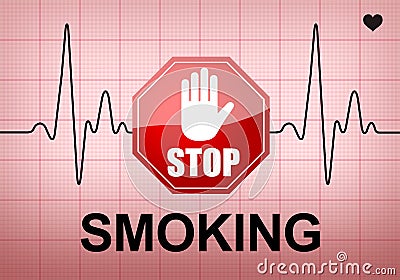 STOP SMOKING on ECG recording paper Stock Photo