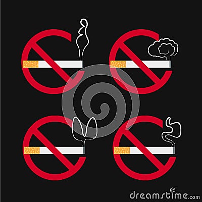 stop smoking flat icons of people smoke Stock Photo