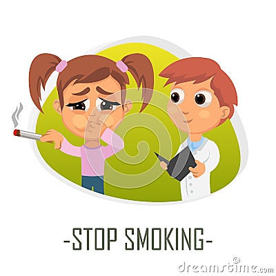 Stop smoking medical concept. Vector illustration. Cartoon Illustration