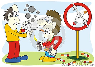 Stop smoking sign illustration Cartoon Illustration