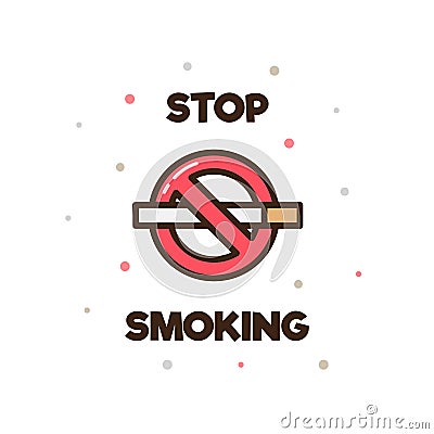 Stop Smoking. Vector illustration. Cartoon Illustration