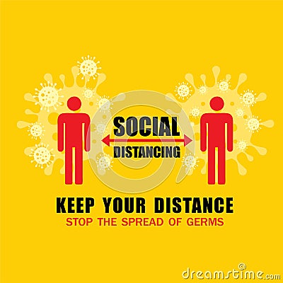 Social distancing sign Vector Illustration