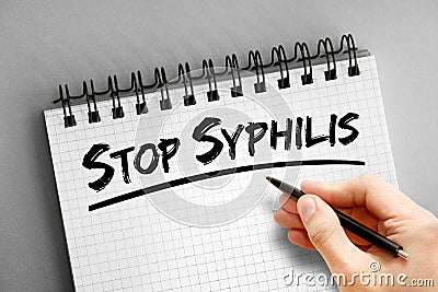 Stop Syphilis text on notepad, health concept background Stock Photo