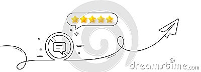 Stop talking line icon. Chat Message or SMS. Continuous line with plane. Vector Vector Illustration