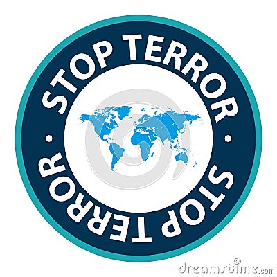 stop terror stamp on white Stock Photo