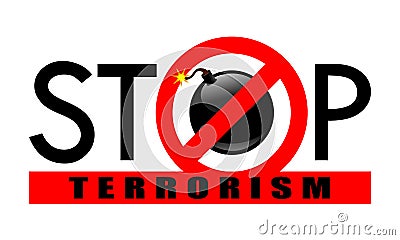 Stop terrorism banner Cartoon Illustration