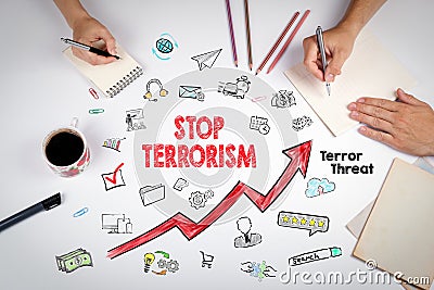 Stop terrorism Concept. The meeting at the white office table Stock Photo