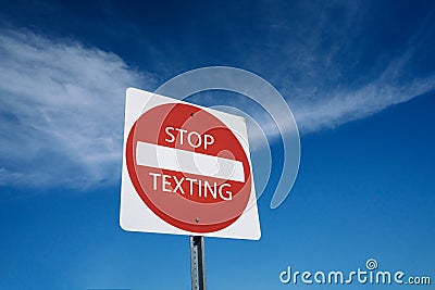 Stop texting and driving social media addition texting Stock Photo