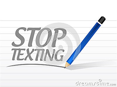 stop texting message sign concept Cartoon Illustration