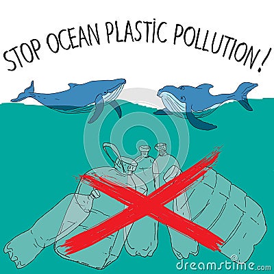 Stop trashing our ocean Vector Illustration