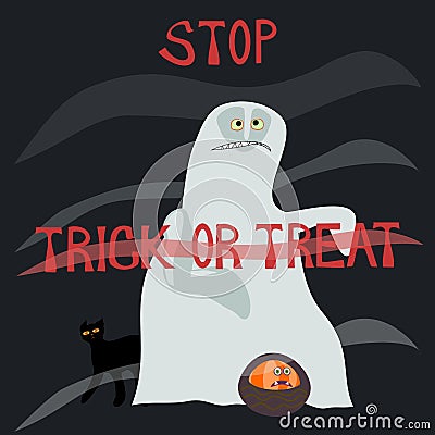 Stop trick or treat - horrified specter Stock Photo