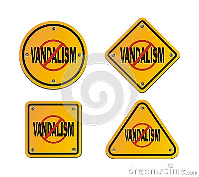 Stop vandalism - roadsigns Stock Photo