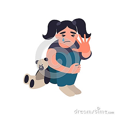 Stop violence and abused children. Vector Illustration