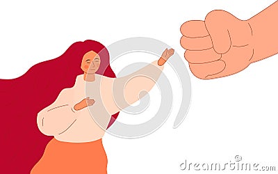 Stop violence against women concept vector. NO to cruel treatment of women. Bullying, abuse in family. Vector Illustration