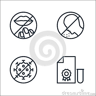 Stop virus line icons. linear set. quality vector line set such as test, virus, sneeze Vector Illustration