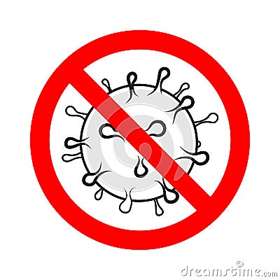 Stop virus vector prohibition sign. No bacteria epidemic. Global biohazard caution Vector Illustration