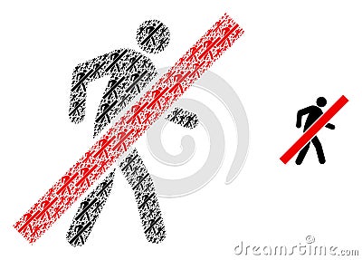 Stop Walking Man Recursion Icon Mosaic Vector Illustration