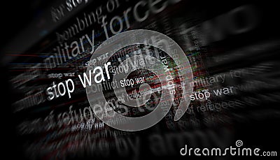 Stop war peace and freedom headline titles media 3d illustration Cartoon Illustration