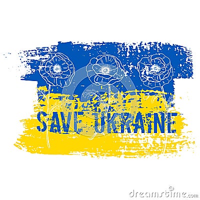 Stop war ukraine sketch. Support sign. Vector yellow and blue illustration design. Ukrainian national peace symbol Vector Illustration