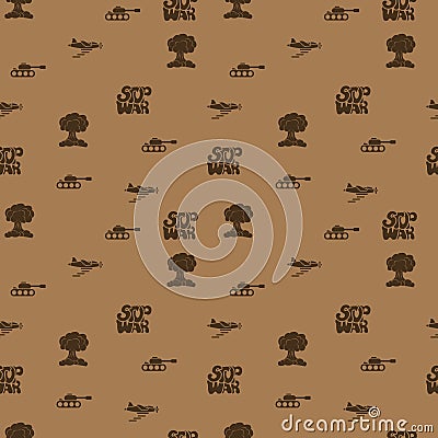 STOP WAR - vector seamless pattern of inscription doodle handwritten on theme of world peace. Anti-war background Vector Illustration