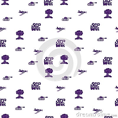 STOP WAR - vector seamless pattern of inscription doodle handwritten on theme of world peace. Anti-war background Stock Photo