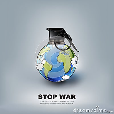 Stop world war concept advertisement, no war in form of hand grenade bomb, vector illustration Vector Illustration