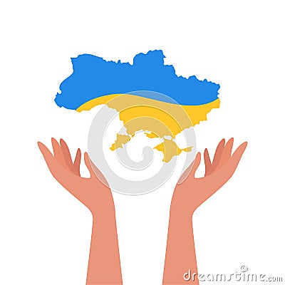 Stop world war. Ukraine flag vector design. National ukrainian flag. Love symbol. Vector isolated illustration. Ukraine Cartoon Illustration