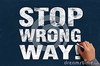 Stop Wrong Way Stock Photo