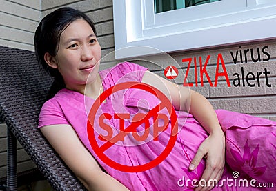 Stop Zika Virus. Zika pregnancy fear medical concept and virus d Stock Photo