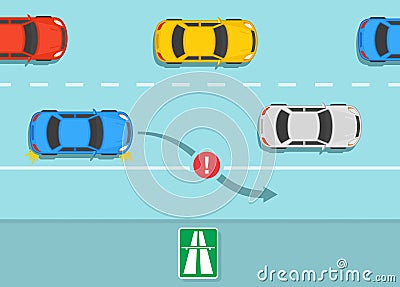 Stopping or parking a vehicle on an expressway is not allowed. Vector Illustration