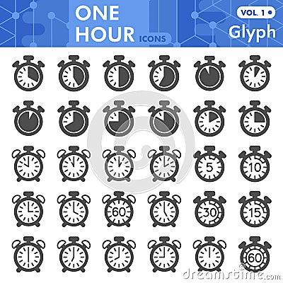 Stopwatch and alarm clock line icon set, time measurment symbols collection or sketches. Timer, chronograph glyph linear Vector Illustration