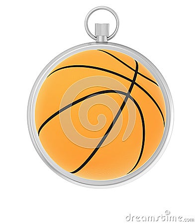 Stopwatch and basketball ball in middle of the Stock Photo