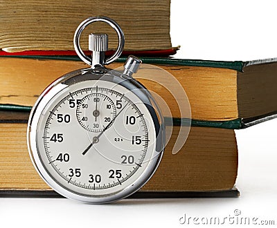 Stopwatch and books Stock Photo