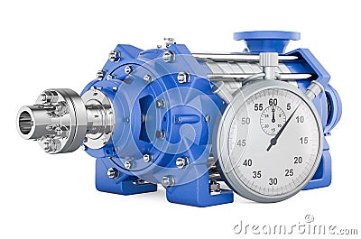 Stopwatch with centrifugal pump, 3D rendering Stock Photo