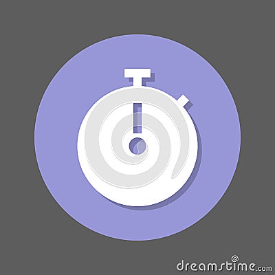 Stopwatch chronometer flat icon. Round colorful button, circular vector sign with shadow effect. Flat style design. Vector Illustration