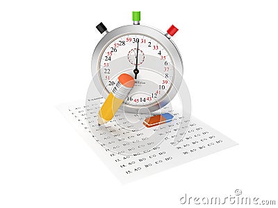 Stopwatch and examination Stock Photo