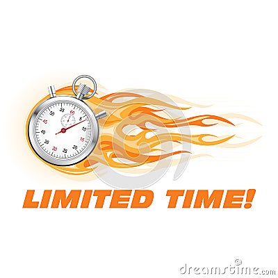 Stopwatch in flame - limited time offer banner Vector Illustration