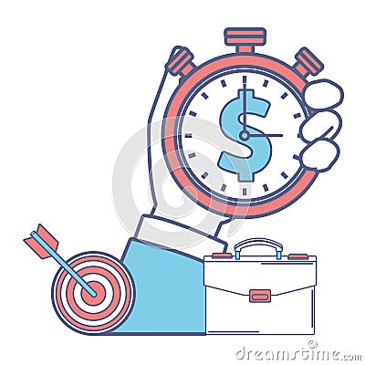 Stopwatch hand holding Vector Illustration