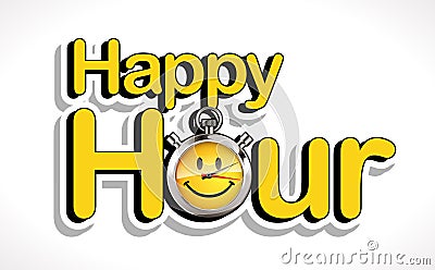 Stopwatch - Happy hour Vector Illustration