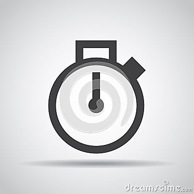 Stopwatch icon with shadow on a gray background. Vector illustration Vector Illustration