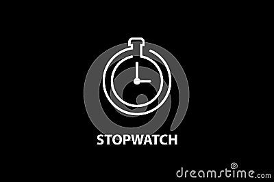 Stopwatch logo line art Vector Illustration