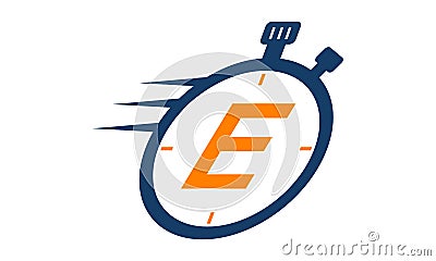 Stopwatch Logo Letter E Vector Illustration