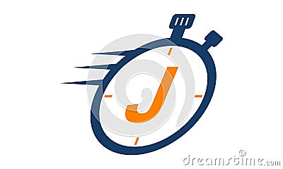 Stopwatch Logo Letter J Vector Illustration