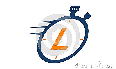 Stopwatch Logo Letter L Vector Illustration