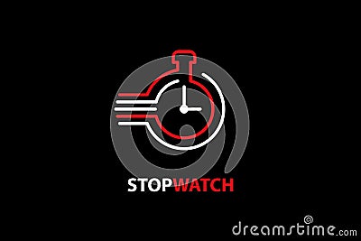 Fast Stopwatch logo line art Vector Illustration