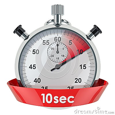 Stopwatch with 10 seconds timer. 3D rendering Stock Photo