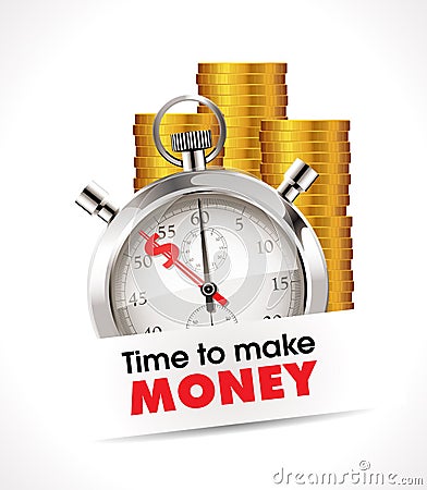 Stopwatch - Time to make money Vector Illustration