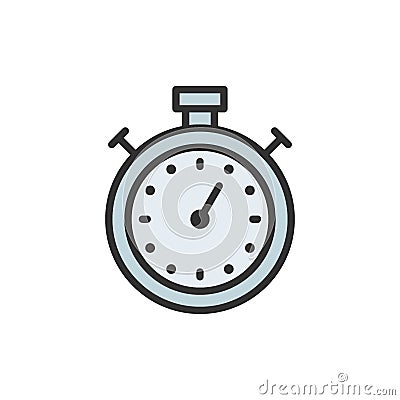 Stopwatch, timer, chronometer flat color line icon. Vector Illustration